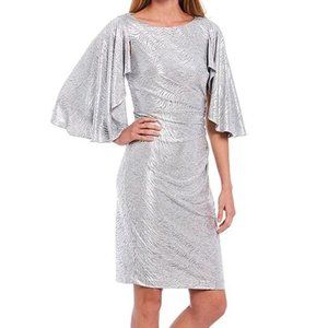 Eliza J | Plus Metallic Animal Print Flutter Sleeve Sheath Dress | 14